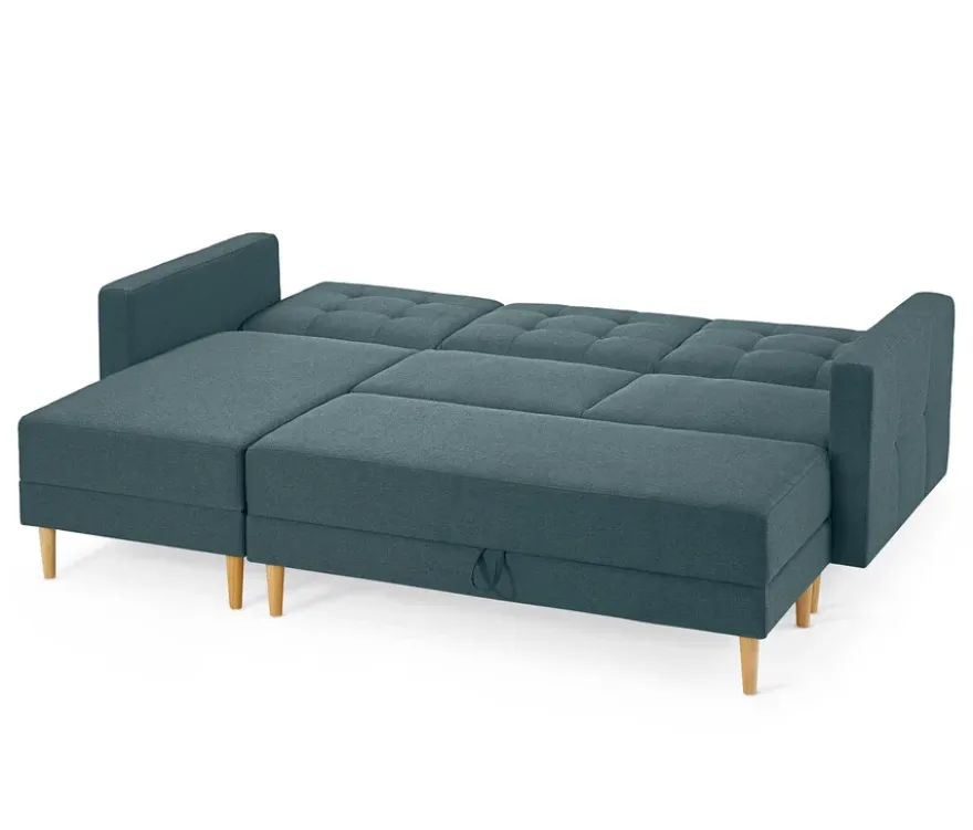 Federkern-Eckschlafsofa »Just Relax« mit Stauraumbank, blau-grau