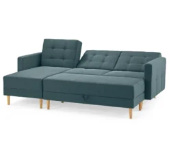 Federkern-Eckschlafsofa »Just Relax« mit Stauraumbank, blau-grau
