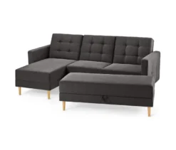 Federkern-Eckschlafsofa »Just Relax« mit Stauraumbank, dunkelgrau
