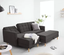 Federkern-Eckschlafsofa »Just Relax« mit Stauraumbank, dunkelgrau