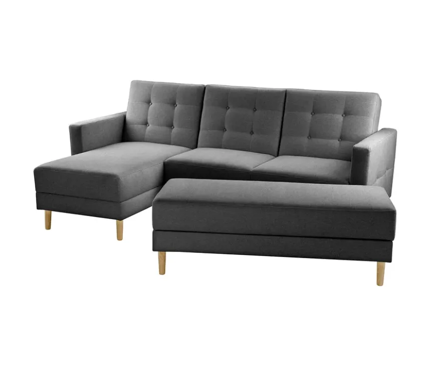 Federkern-Eckschlafsofa »Just Relax« mit Stauraumbank, anthrazit