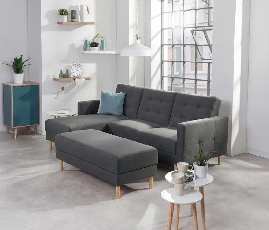 Federkern-Eckschlafsofa »Just Relax« mit Stauraumbank, anthrazit