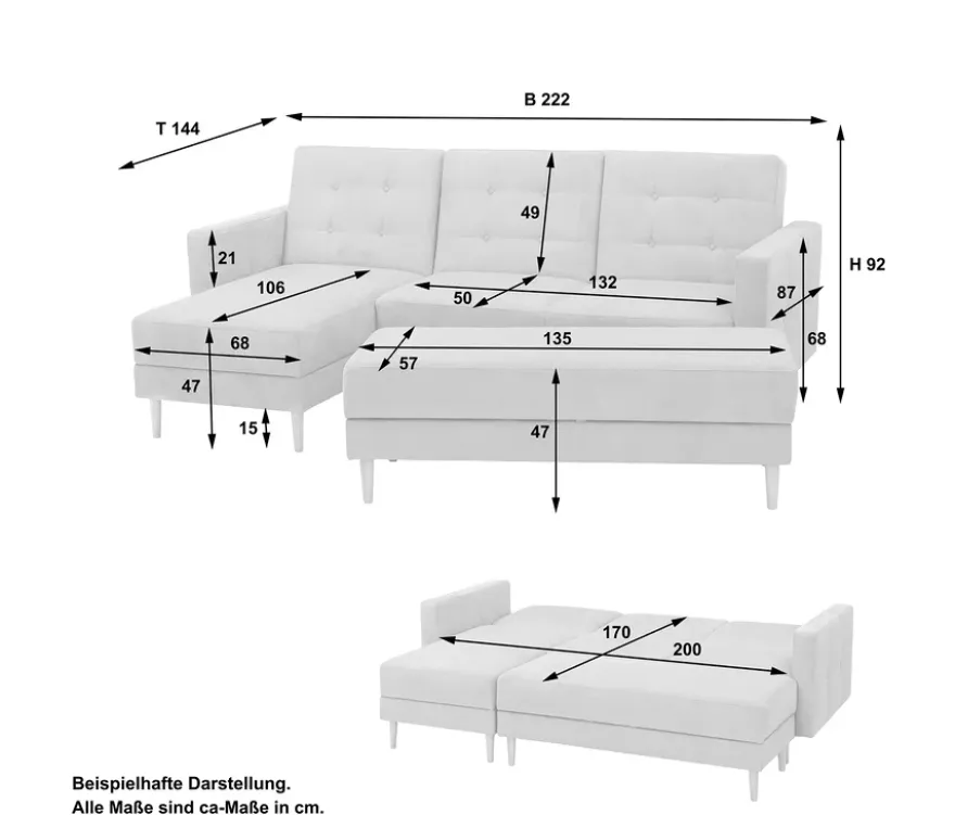 Federkern-Eckschlafsofa »Just Relax« mit Stauraumbank, anthrazit
