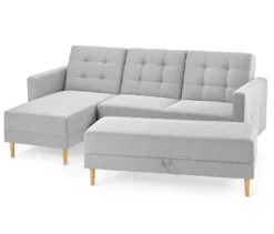 Federkern-Eckschlafsofa »Just Relax« mit Stauraumbank, hellgrau