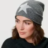 Feinstrick-Beanie mit Glitzer-Stern
