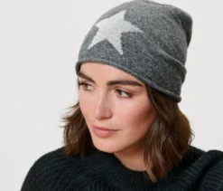 Feinstrick-Beanie mit Glitzer-Stern