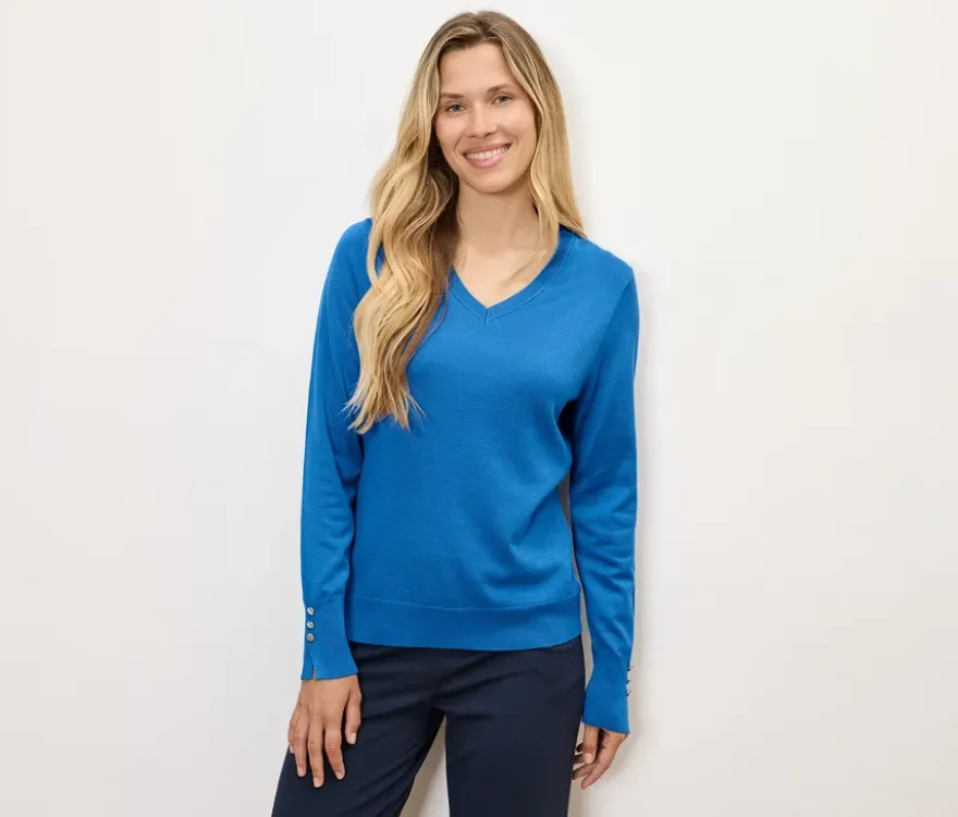 Feinstrickpullover, blau