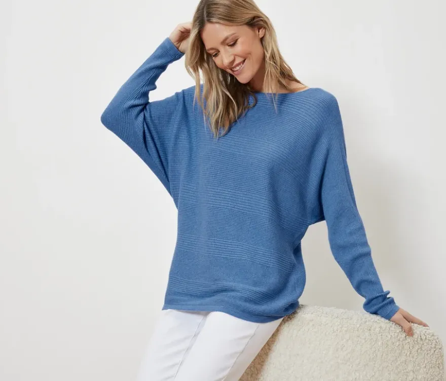 Feinstrickpullover, blau
