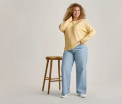 Feinstrickpullover, buttergelb