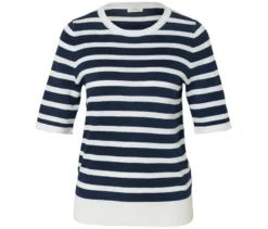 Feinstrickpullover, dunkelblau-weiß gestreift