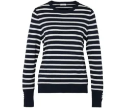 Feinstrickpullover, dunkelblau-weiß gestreift