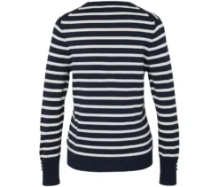 Feinstrickpullover, dunkelblau-weiß gestreift