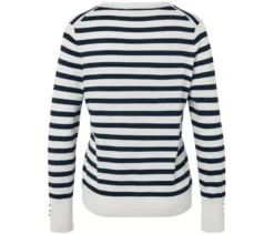 Feinstrickpullover, dunkelblau-weiß gestreift