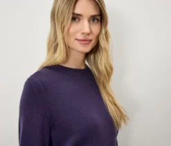Feinstrickpullover mit Cashmere, pflaume