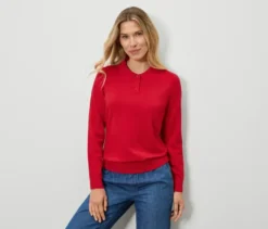 Feinstrickpullover mit Polokragen