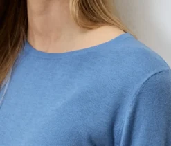 Feinstrickpullover mit Seide, blau