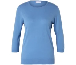 Feinstrickpullover mit Seide, blau