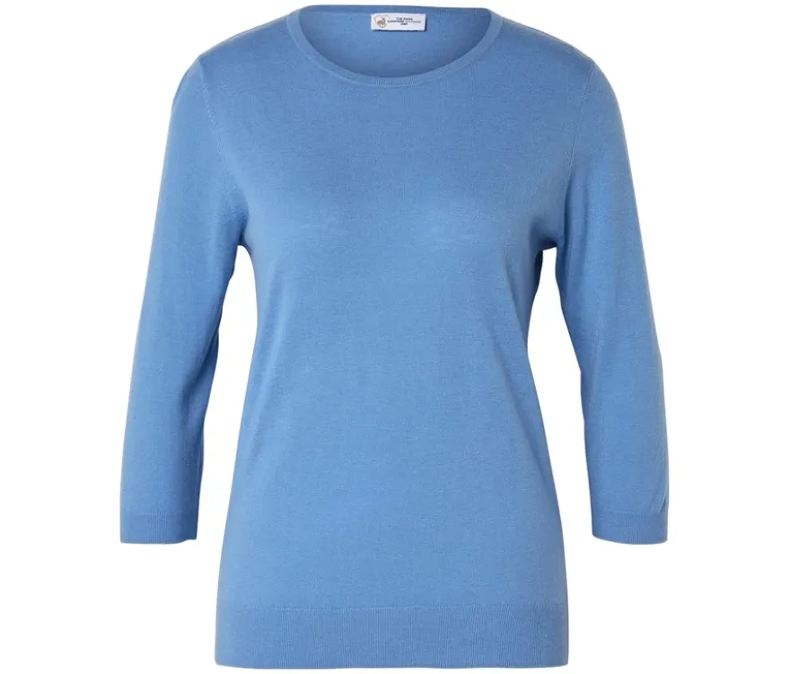 Feinstrickpullover mit Seide, blau