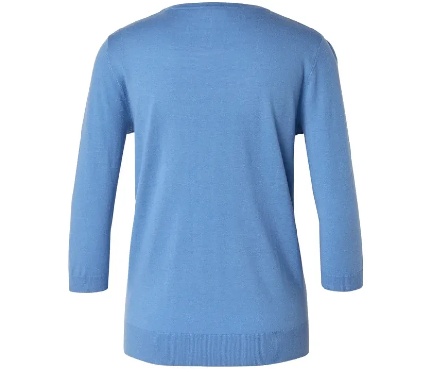 Feinstrickpullover mit Seide, blau