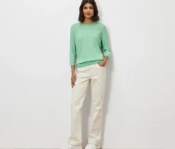 Feinstrickpullover mit Seide, hellgrün