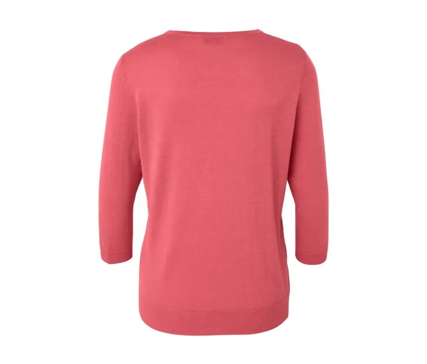 Feinstrickpullover mit Seide, koralle