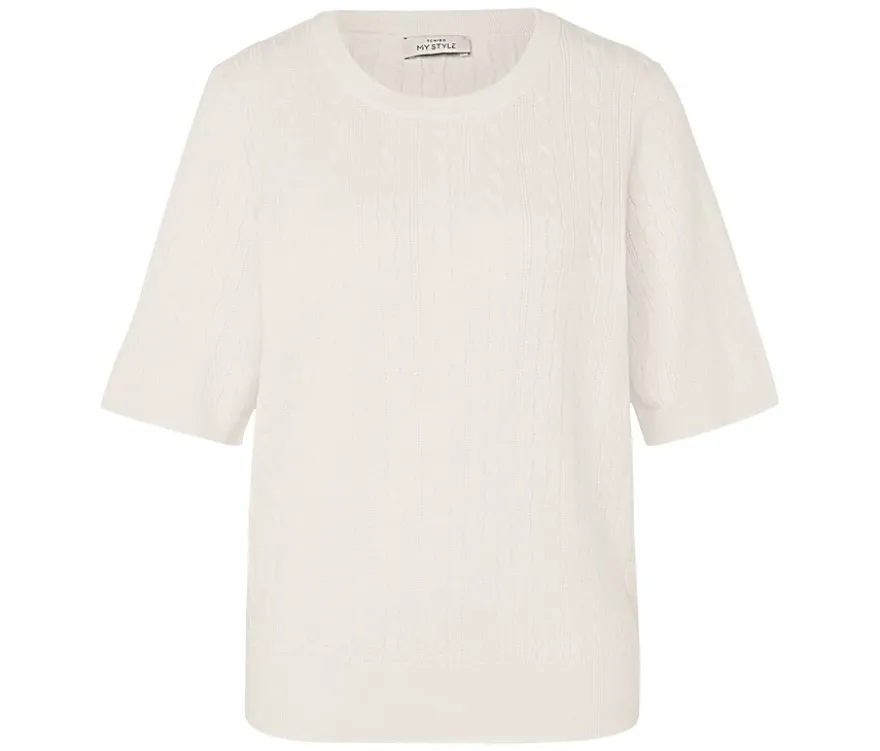 Feinstrickpullover mit Zopfmuster, beige