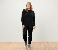 Feinstrickpullover, schwarz