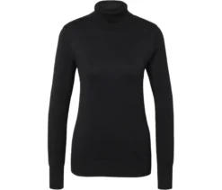 Feinstrick-Rollkragenpullover, schwarz