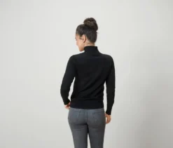 Feinstrick-Rollkragenpullover, schwarz