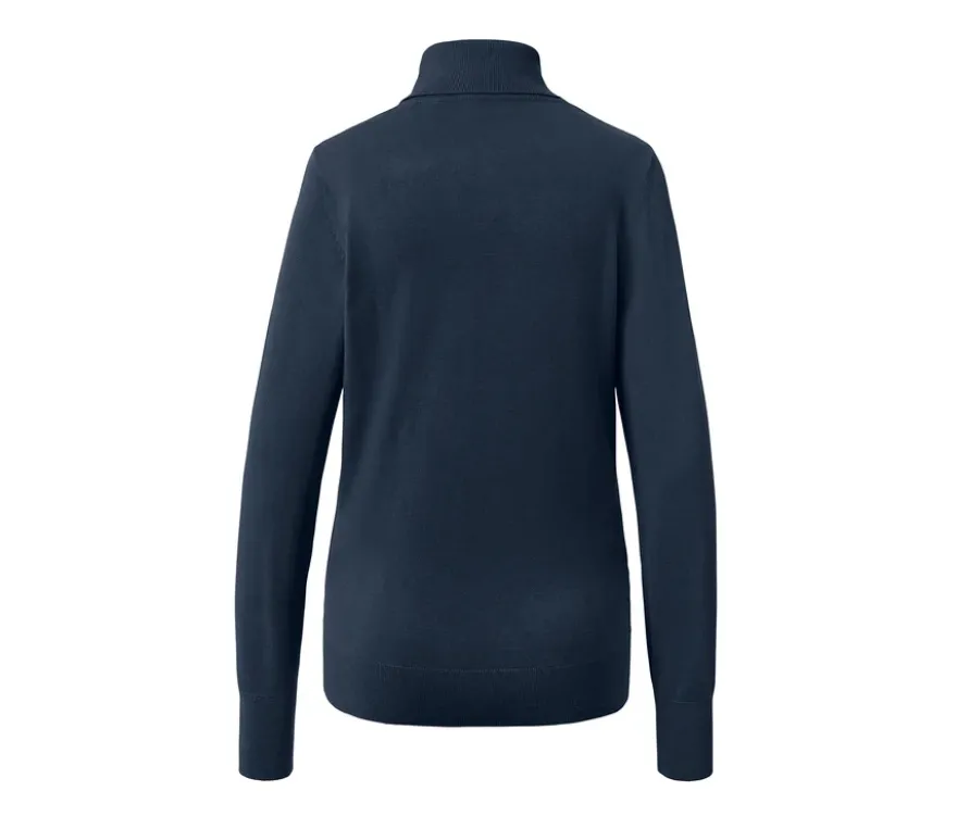 Feinstrick-Rollkragenpullover, dunkelblau