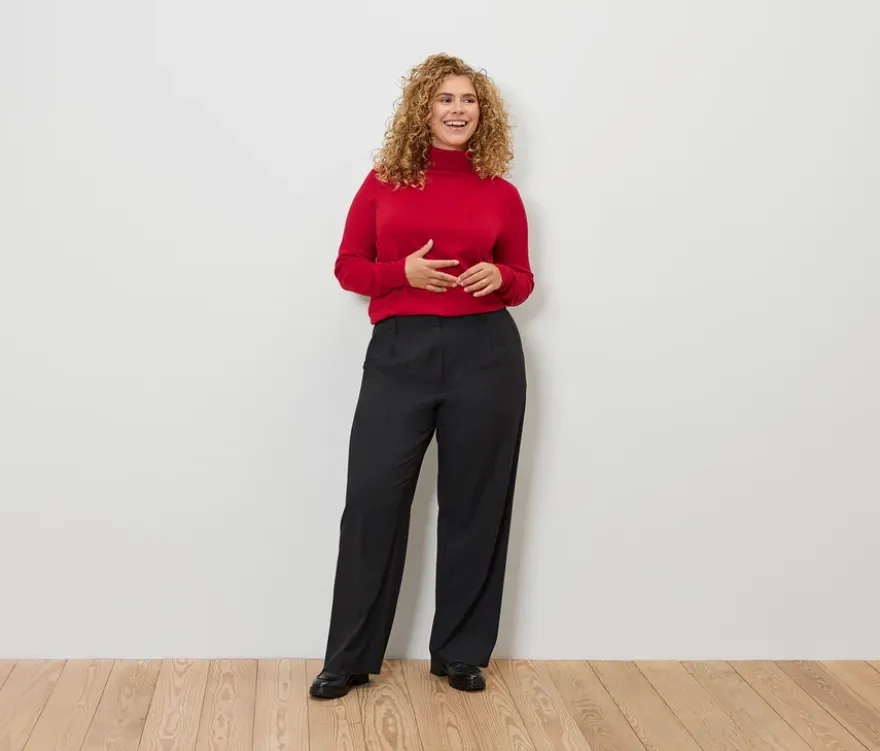 Feinstrick-Rollkragenpullover, rot