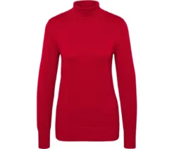 Feinstrick-Rollkragenpullover, rot