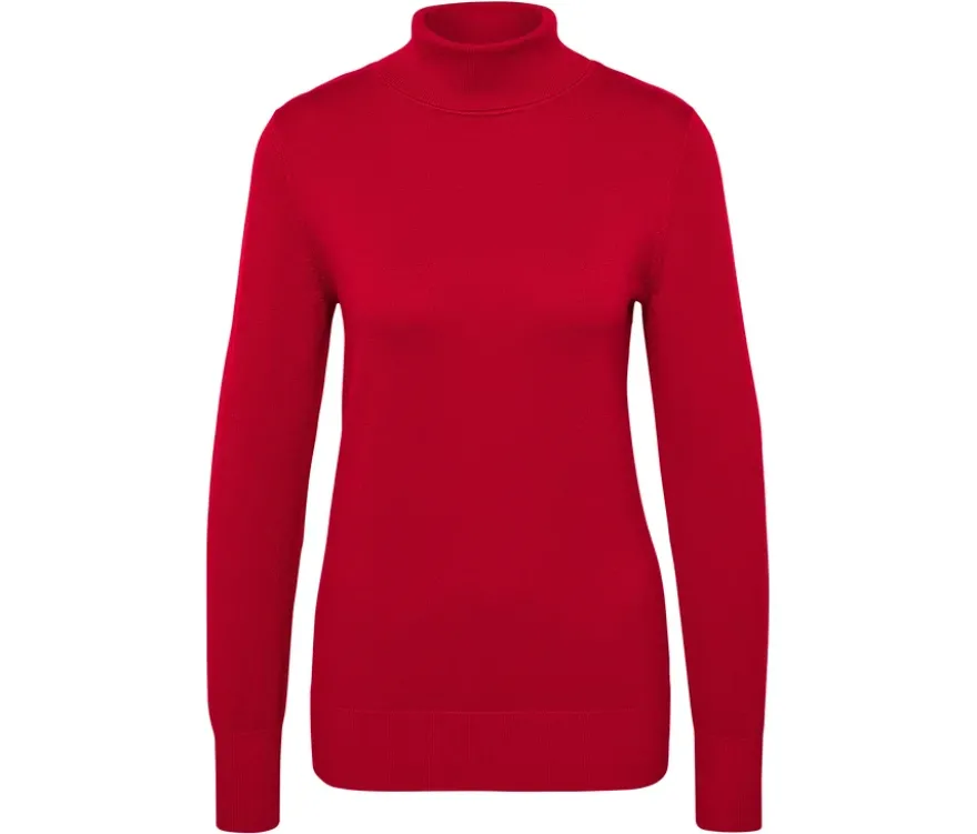Feinstrick-Rollkragenpullover, rot