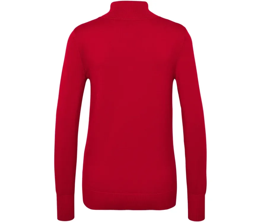 Feinstrick-Rollkragenpullover, rot