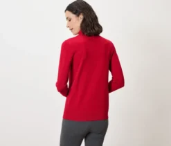 Feinstrick-Rollkragenpullover, rot