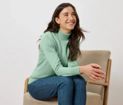 Feinstrick-Rollkragenpullover, mint