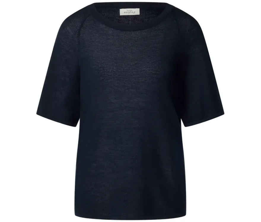 Feinstrick-Shirt, dunkelblau