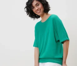 Feinstrick-Shirt mit Leinen