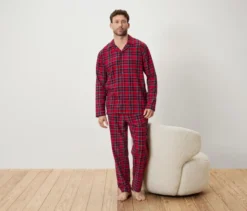 Flanell-Pyjama-Set, rot