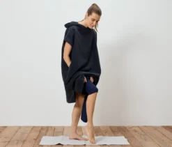 Frottee-Umzieh-Poncho, navy