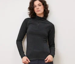 Funktionsshirt mit Wolle, anthrazit