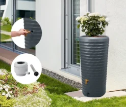 GARANTIA 2-in-1-Regenspeicher, ca. 230 l, Komplett-Set mit Pflanzenschale