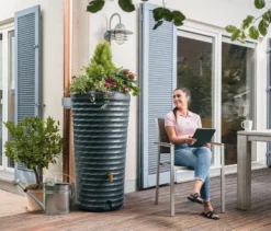 GARANTIA 2-in-1-Regenspeicher, ca. 230 l, Komplett-Set mit Pflanzenschale