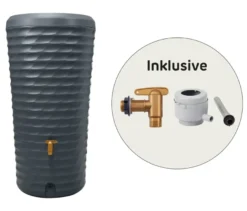 GARANTIA 2-in-1-Regenspeicher, ca. 230 l, Komplett-Set mit Pflanzenschale