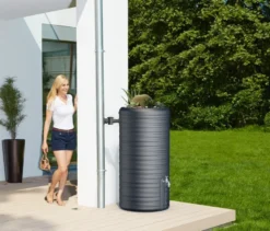 Garantia 2-in-1-Regentonne-Komplett-Setet »Nordic«, ca. 300 l, graphit-grau