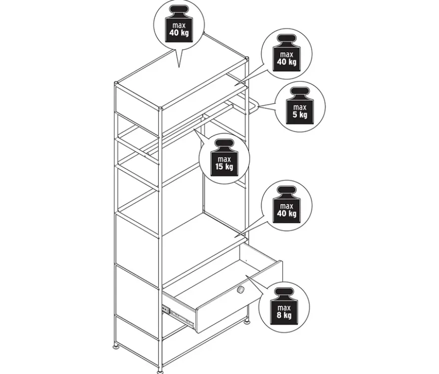 Garderobe Metall »CN3« mit Kleiderstange und 3 Schubladen