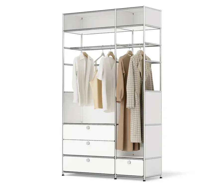 Garderobe Metall »CN3« mit 2 Kleiderstangen und 4 Schubladen