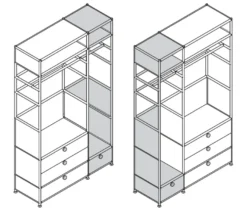 Garderobe Metall »CN3« mit 2 Kleiderstangen und 4 Schubladen