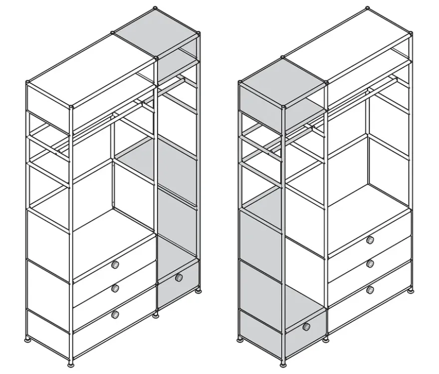 Garderobe Metall »CN3« mit 2 Kleiderstangen und 4 Schubladen