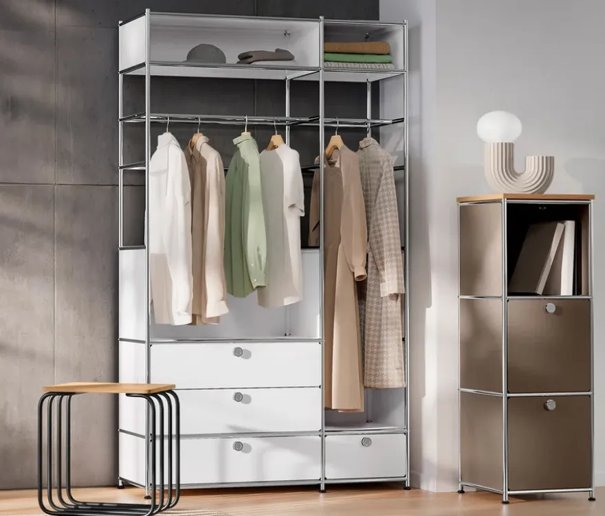 Garderobe Metall »CN3« mit 2 Kleiderstangen und 4 Schubladen
